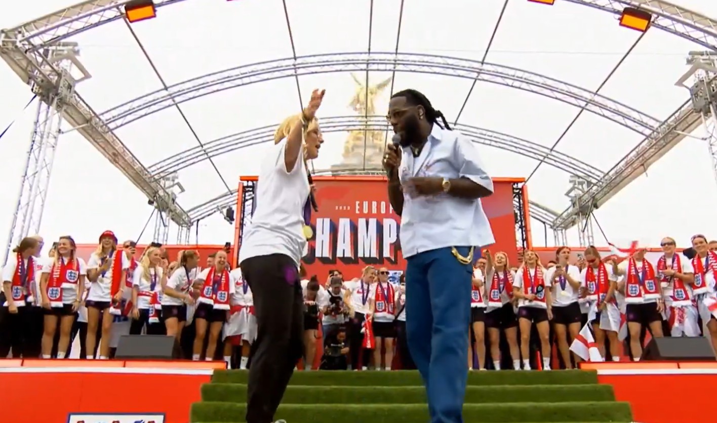 Burna Boy and Sarina Wiegman, the England manager