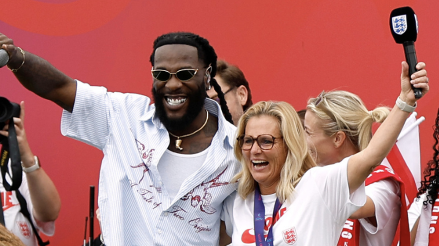 Burna Boy and Sarina Wiegman, the England manager