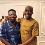 Kunle Afolayan poses with Seyi Makinde