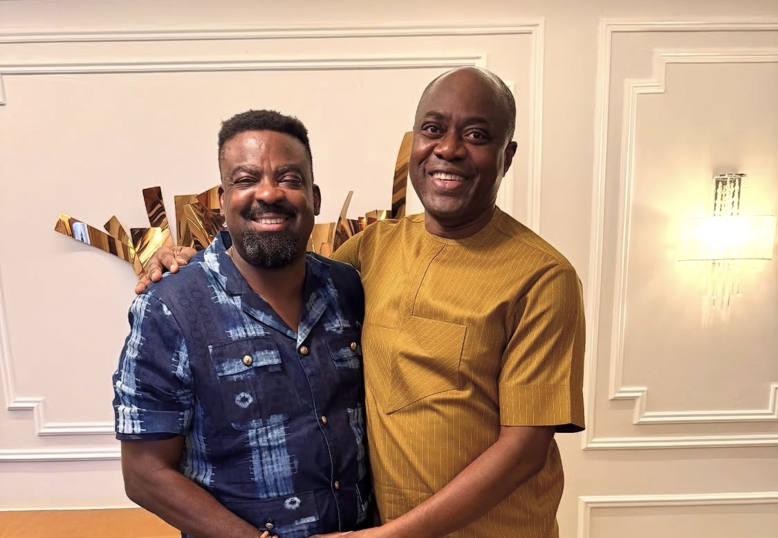 Kunle Afolayan poses with Seyi Makinde