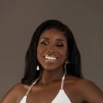 Funmike Lagoke in white bikini at Miss Universe Nigeria 2025. Photo via IG/funmikelagoke