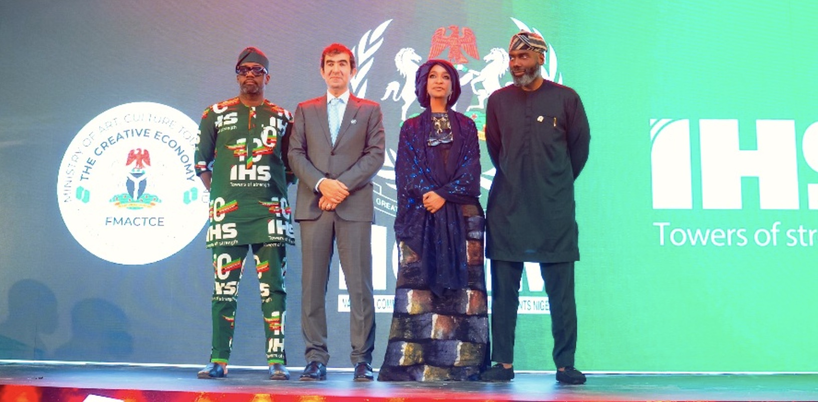 L–R: Ayotade Oyinlola, Executive Vice President and Chief Human Resources Officer, IHS Nigeria; Mohamad Darwish, Executive Vice President, IHS Nigeria, CEO and Co-Founder; Hannatu Musa Musawa, Minister of Art, Culture, Tourism and the Creative Economy and Olugbile Holloway, Director-General, National Commission for Museums and Monuments (NCMM), at the launch of Nigeria’s first-of-its-kind National Digital Museum on the 15th of August 2025, Lagos, Nigeria.