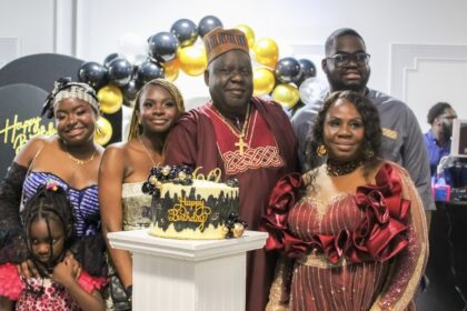 Gbenga Ajayi and his family at his 60th birthday bash
