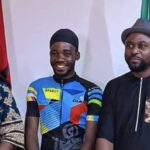 Emmanuel 'Emmiwuks' Iloba with the Nigerian Embassy officials in Guinea Bissau.