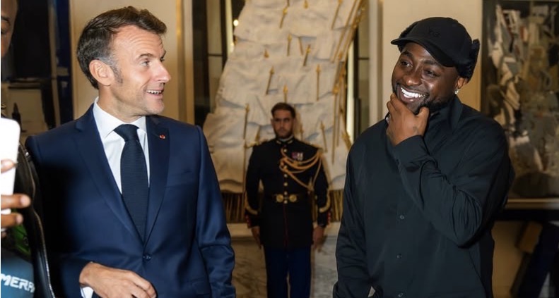 Davido and French President Emmanuel Macron