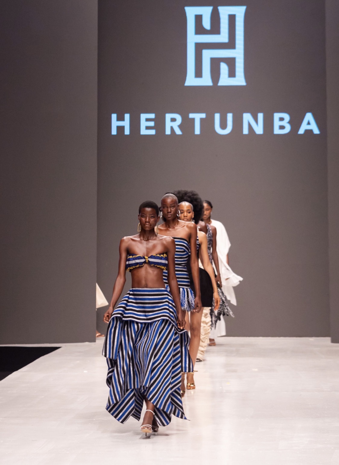 Models for Hertunba at the 2025 Lagos Fashion Week in Lagos, Nigeria