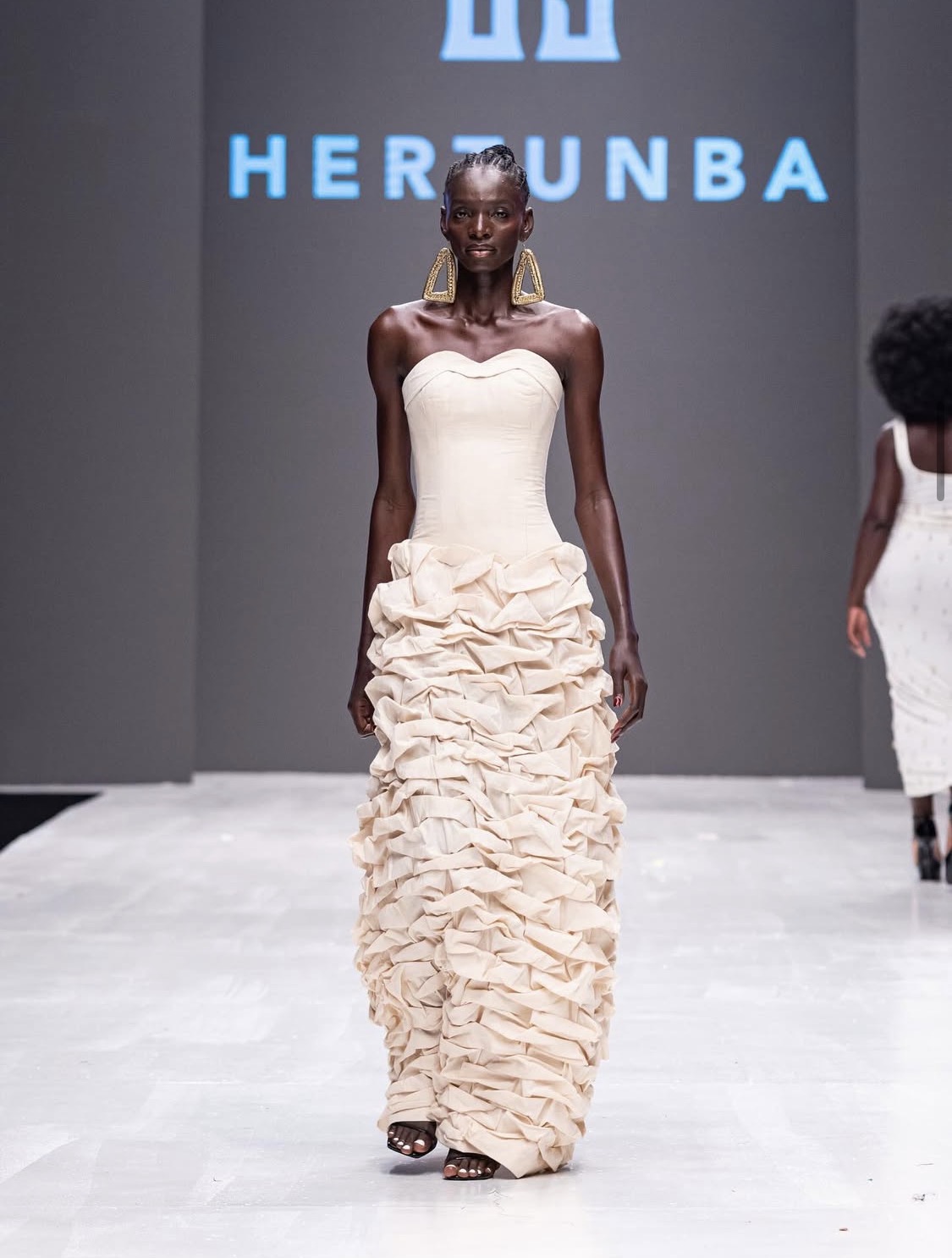 Models for Hertunba at the 2025 Lagos Fashion Week in Lagos, Nigeria