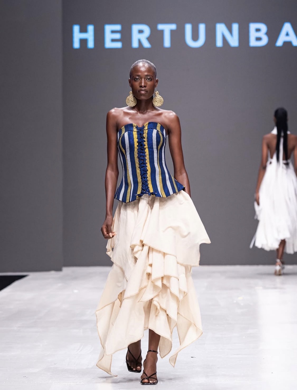 Models for Hertunba at the 2025 Lagos Fashion Week in Lagos, Nigeria
