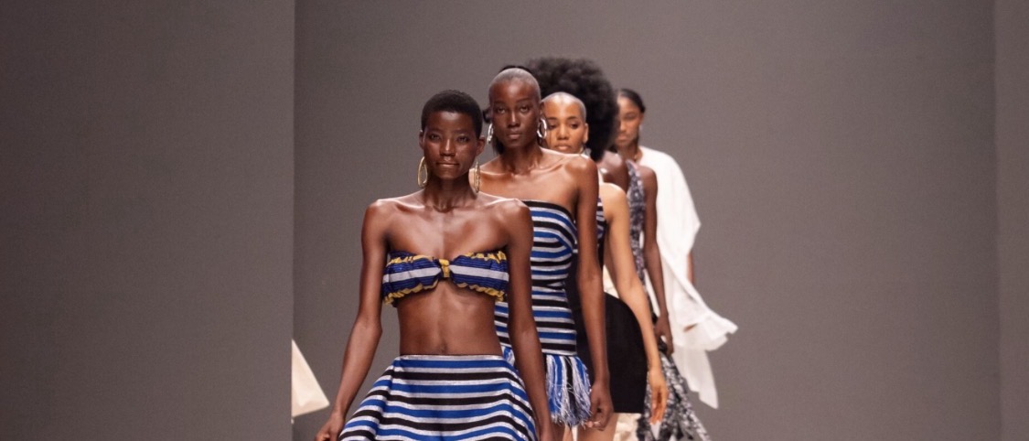 Models for Hertunba at the 2025 Lagos Fashion Week in Lagos, Nigeria